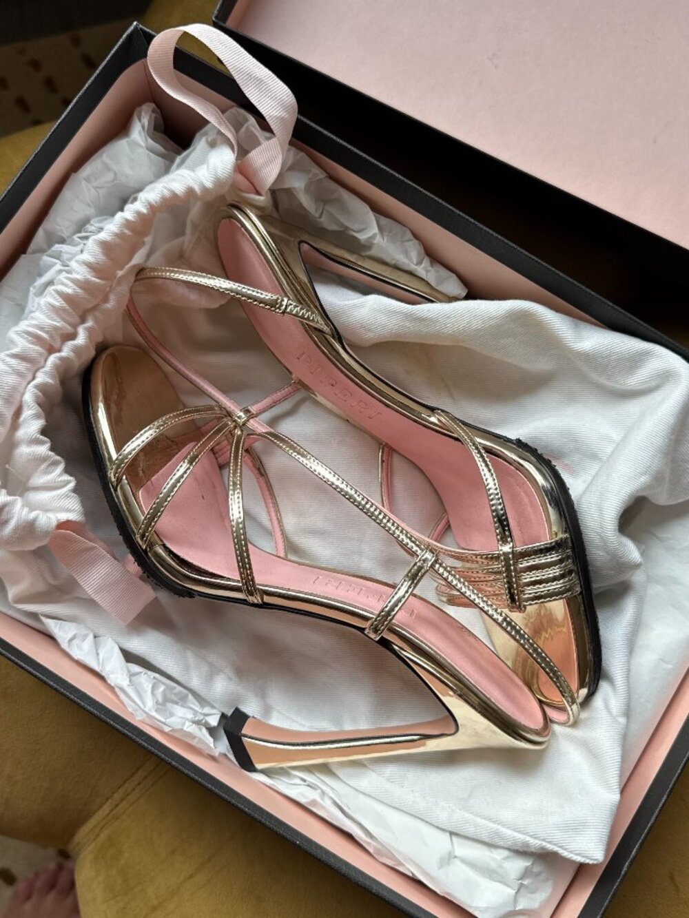 Piferi Athena Metallic Vegan Slingback Sandals Gold 37